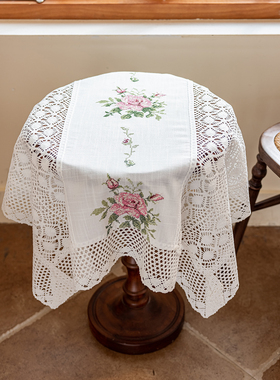 镂空蕾丝桌布钩花小圆桌盖布法式轻奢复古浪漫拍照茶几布台布纯白