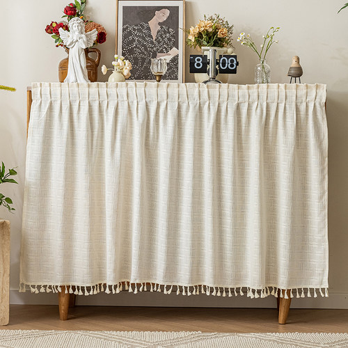 开放式柜子遮挡帘免打孔魔术贴鞋柜书柜防尘帘衣帽间杂物遮丑纱帘