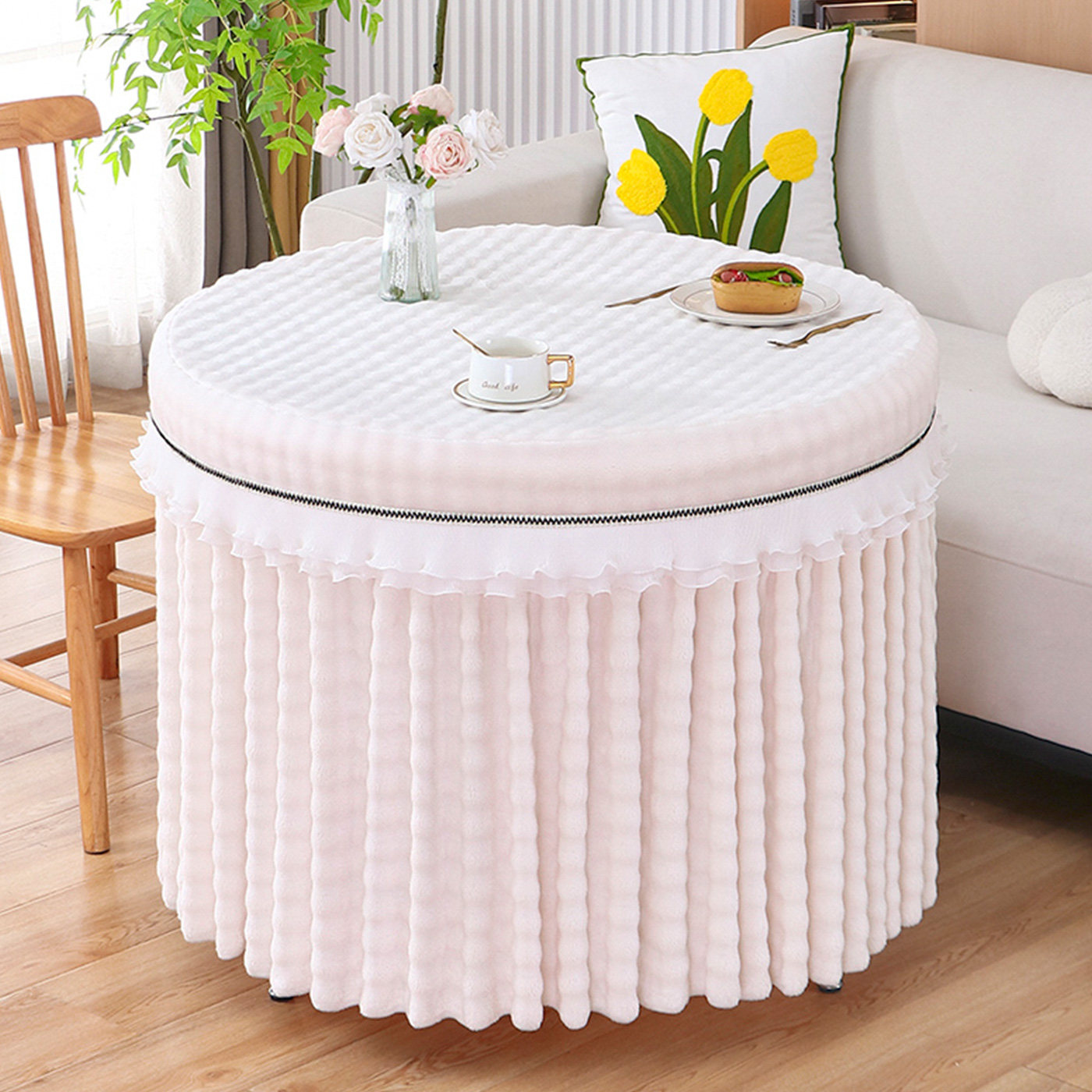 圆形电炉罩套冬季烤火罩加绒烤火桌罩套取暖桌布电暖炉烤火炉罩