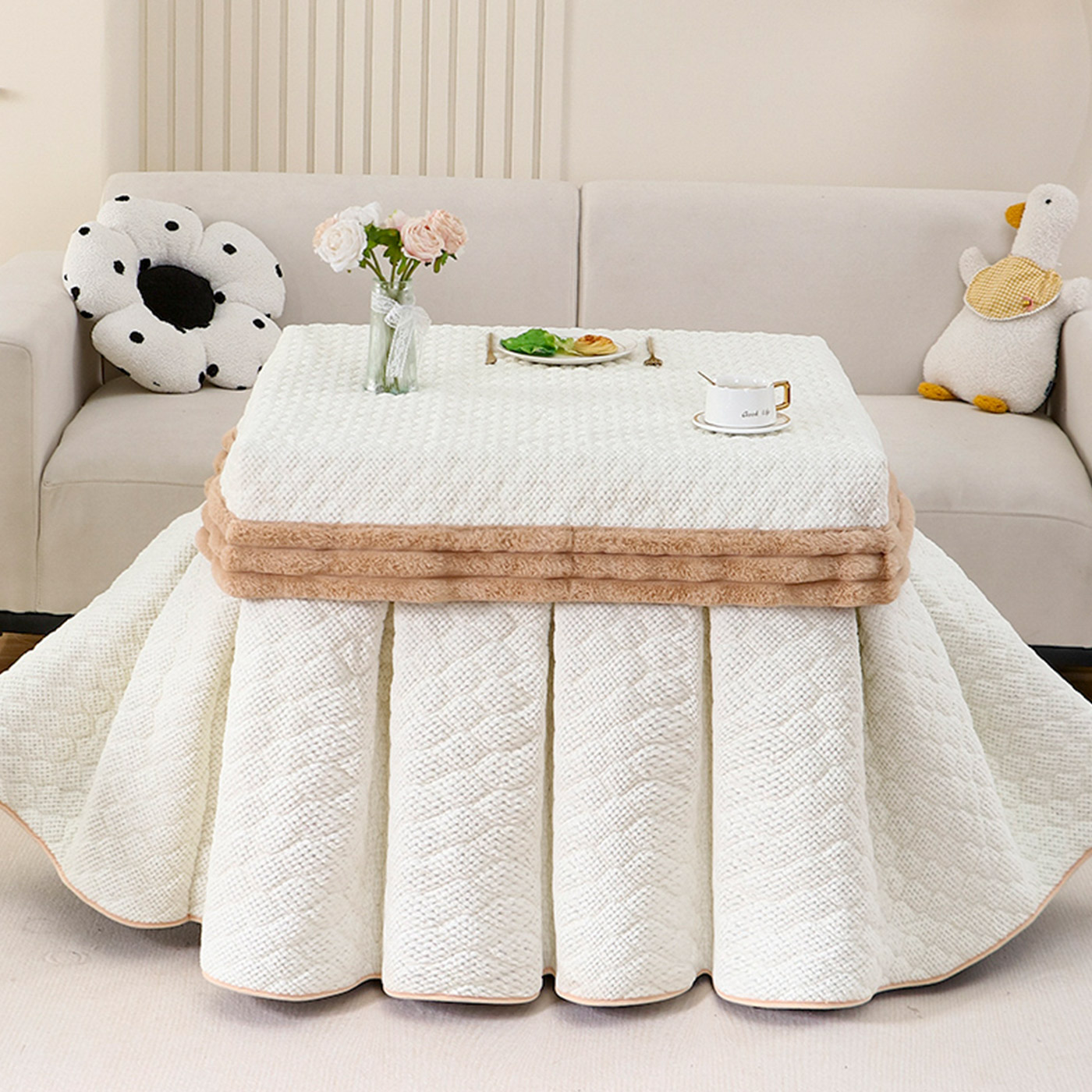 2025新款方形烤火桌子罩套加绒加厚电取暖烤火炉电炉茶几罩定制