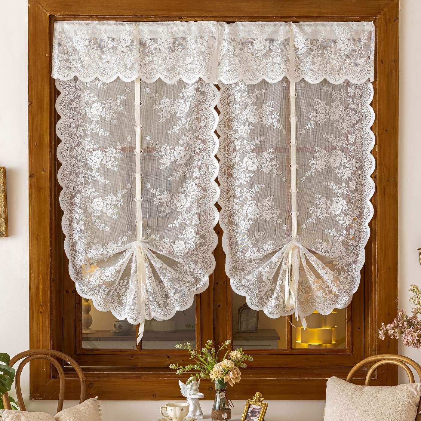 法式蕾丝网纱窗帘免打孔厨房书房装饰透光隐私帘提拉罗马帘隔断帘,居家布艺,门帘,淘宝优惠券,粉丝福利购,淘宝优惠卷