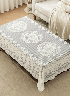 蕾丝长方形桌布白色圆桌法式复古茶几餐桌盖布书桌台布正方形摄影
