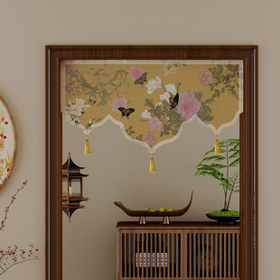 门头帘新中式三角旗帘复古门楣短帘半截挂旗厨房家用遮挡帘短帘