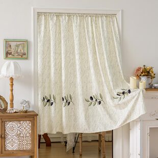 美式复古印花绒布门帘田园风隔断帘橱柜遮挡半帘隐私帘免打孔