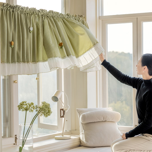 美人胚子格语小花蕾丝布艺遮挡帘