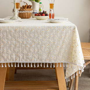 棉麻色桌布防水防油免洗布艺碎花高级感长方形茶几布2025新款餐桌