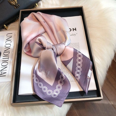 紫粉色丝巾新款百搭春秋夏中方巾