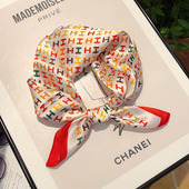 高档送礼丝绸真丝丝巾小方巾女桑蚕丝围巾春秋薄款 百搭韩国小领巾