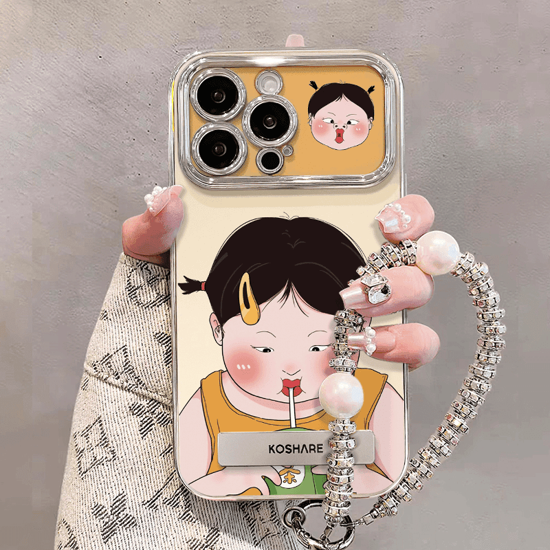 喝奶茶女孩适用多型号手机壳