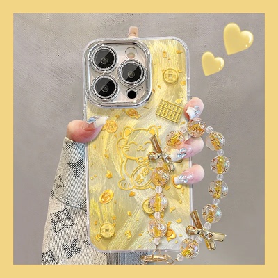 金箔招财猫适用苹果16手机壳iphone15/14Pro精孔羽纱12promax华为mate70pro荣耀300Reno13/VIVOS20小米15