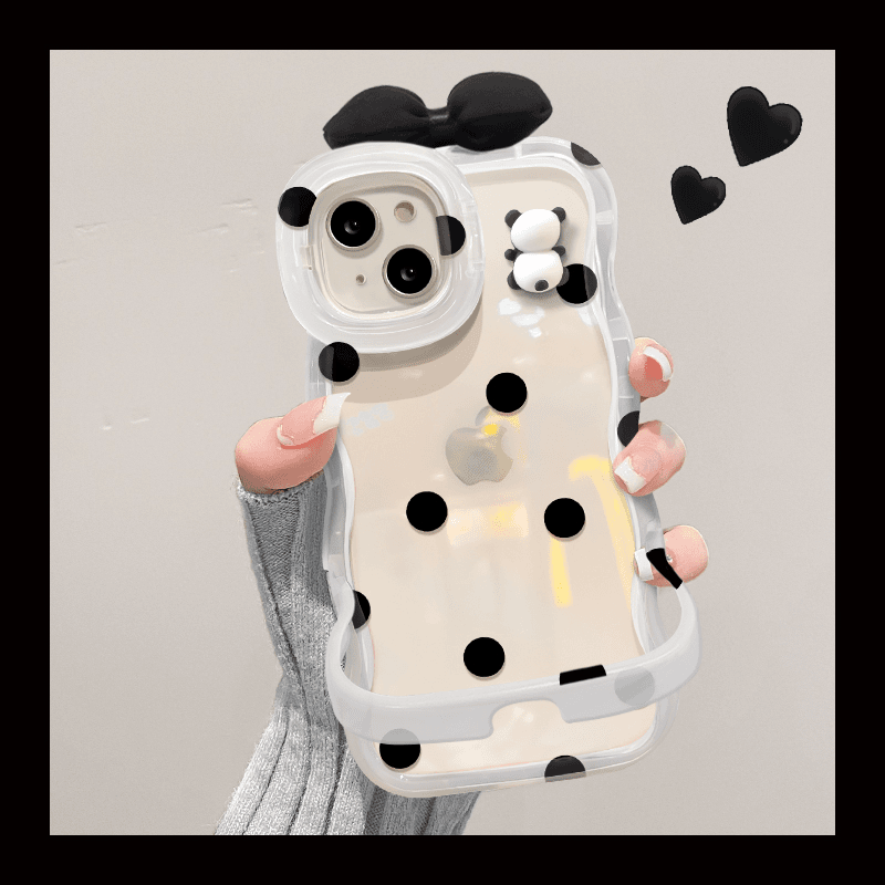 波点蝴蝶结公仔适用多型号手机壳