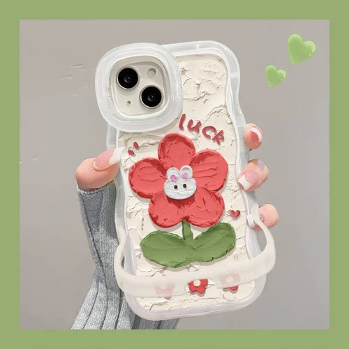 油画花朵双支架适用多型号手机壳