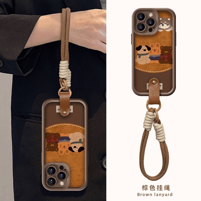咖色秋冬三只熊适用多型号手机壳