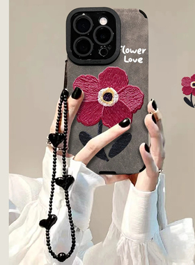 油画 画红花适用苹 果16PROMAX手机保护壳iphone15/14PRO新款华为mate60pro瞳眼Pura70女荣耀300小米15OPPORe