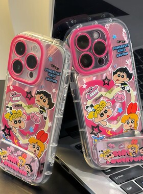 飞天女警小新支架适用苹果16手机壳iphone15/14/11PROMAX华为mate60pro荣耀300女Pura70新款Reno13/S20小米15