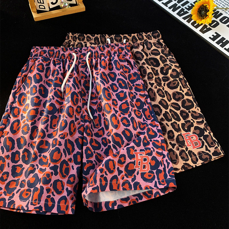 短裤男夏季2026新款豹纹宽松运动速干透气健身休闲沙滩五分中裤子,男装,休闲裤,淘宝优惠券,粉丝福利购,淘宝优惠卷