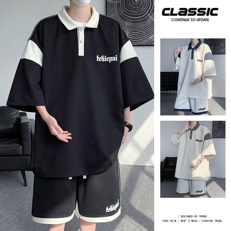 潮流宽松百搭休闲短裤短袖套装