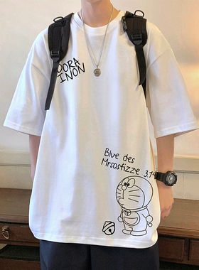 多啦A梦卡通短袖t恤男2025新款夏季cityboy日系纯棉半袖潮牌体恤