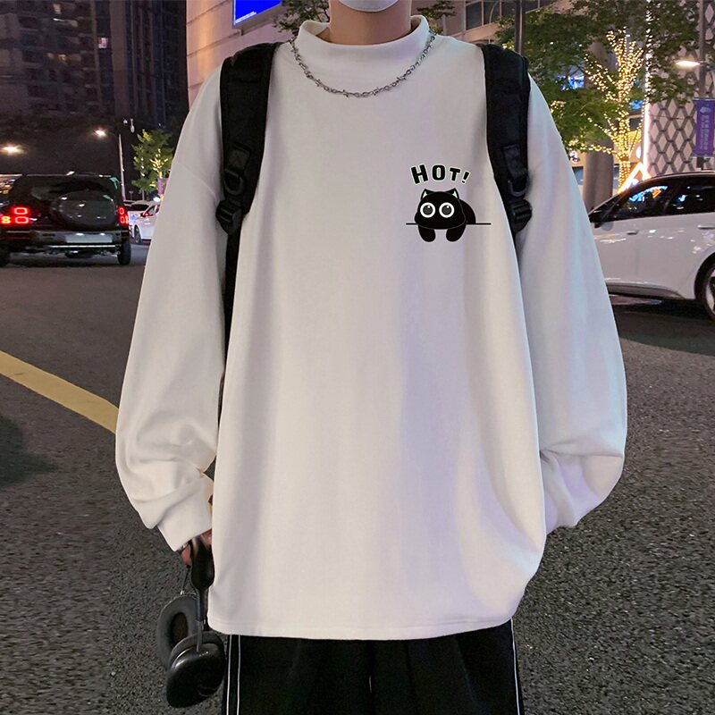 针织衫男秋冬季新款男装休闲套头上衣服ins宽松潮牌半高领打底衫