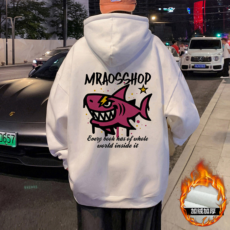 重磅加绒卫衣男春秋季2026新款休闲帽衫大码潮牌上衣高街男生外套