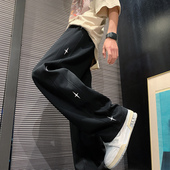 oversize直筒阔腿休闲长裤 美式 新款 宽松运动卫裤 裤 子男潮牌秋冬季