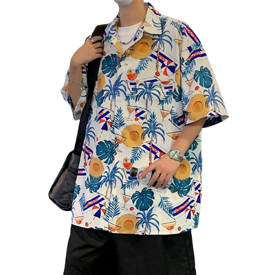 冰丝短袖衬衫潮流宽松休闲百搭