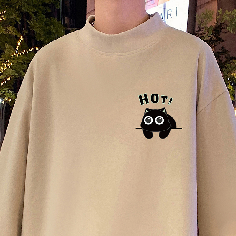 德绒打底衫男秋冬季2025新款半高领针织衫美式情侣加厚内搭毛衣潮