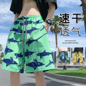 速干冰丝五分裤 潮牌沙滩裤 衩花短裤 休闲宽松可下水泳裤 男夏季 大裤