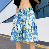 男夏季 休闲五分泳裤 薄款 沙滩裤 花短裤 宽松睡裤 速干可下水大裤 衩潮