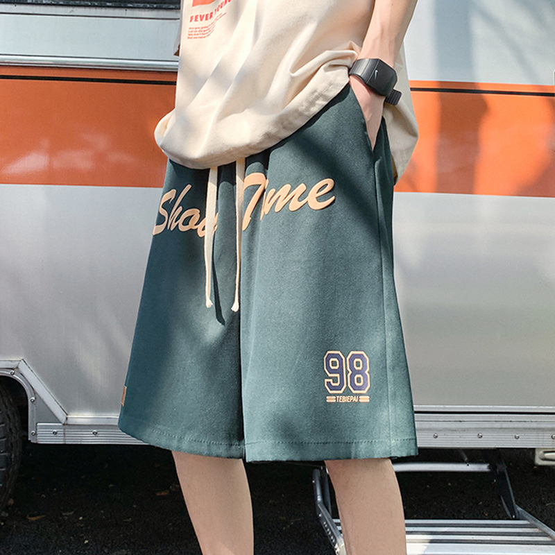 潮牌短裤男夏季休闲薄款运动裤子美式复古篮球五分冰丝宽松大裤衩