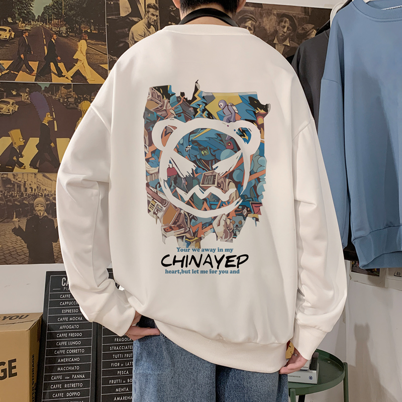 圆领卫衣男ins潮牌宽松港风长袖