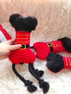 宠物圣诞玩具bb叫狗骨头绳结磨牙耐咬柴犬边牧法斗柯基金毛中型犬