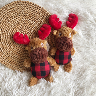 宠物狗狗毛绒发声玩具圣诞麋鹿BB叫响纸柯基柴犬雪纳瑞泰迪比熊犬