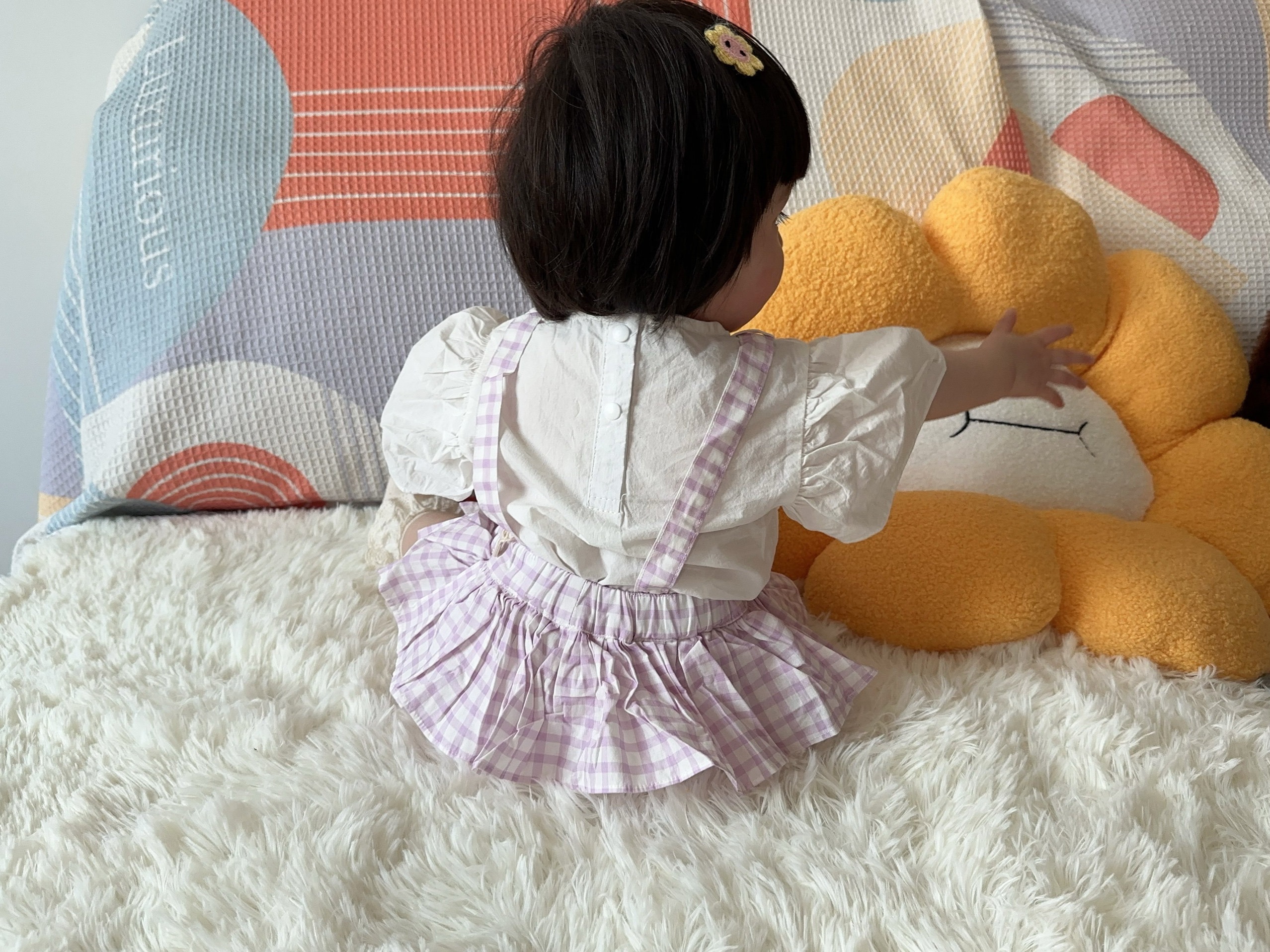 2025新款女童格子背带包屁裙套装