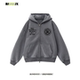 hiphop潮牌美式 棒球服外套女秋冬加厚加绒宽松慵懒风连帽卫衣开衫
