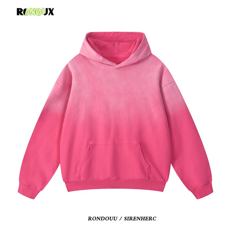 美式复古水洗渐变色连帽卫衣外套