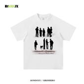 美式 复古人物印花重磅纯棉宽松短袖 t恤男女情侣潮牌hiphop上衣夏