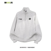 美式 潮牌情侣运动半拉链立领卫衣男女加绒加厚宽松hiphop上衣外套