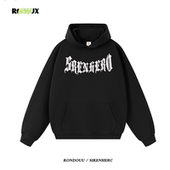 美式 复古高街oversize重磅宽松连帽卫衣男女秋冬潮牌情侣帽衫 外套