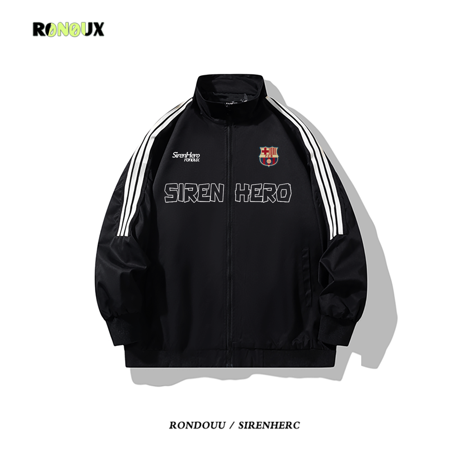 美式复古hiphop潮牌三条杠外套男女春秋薄款宽松立领运动夹克开衫