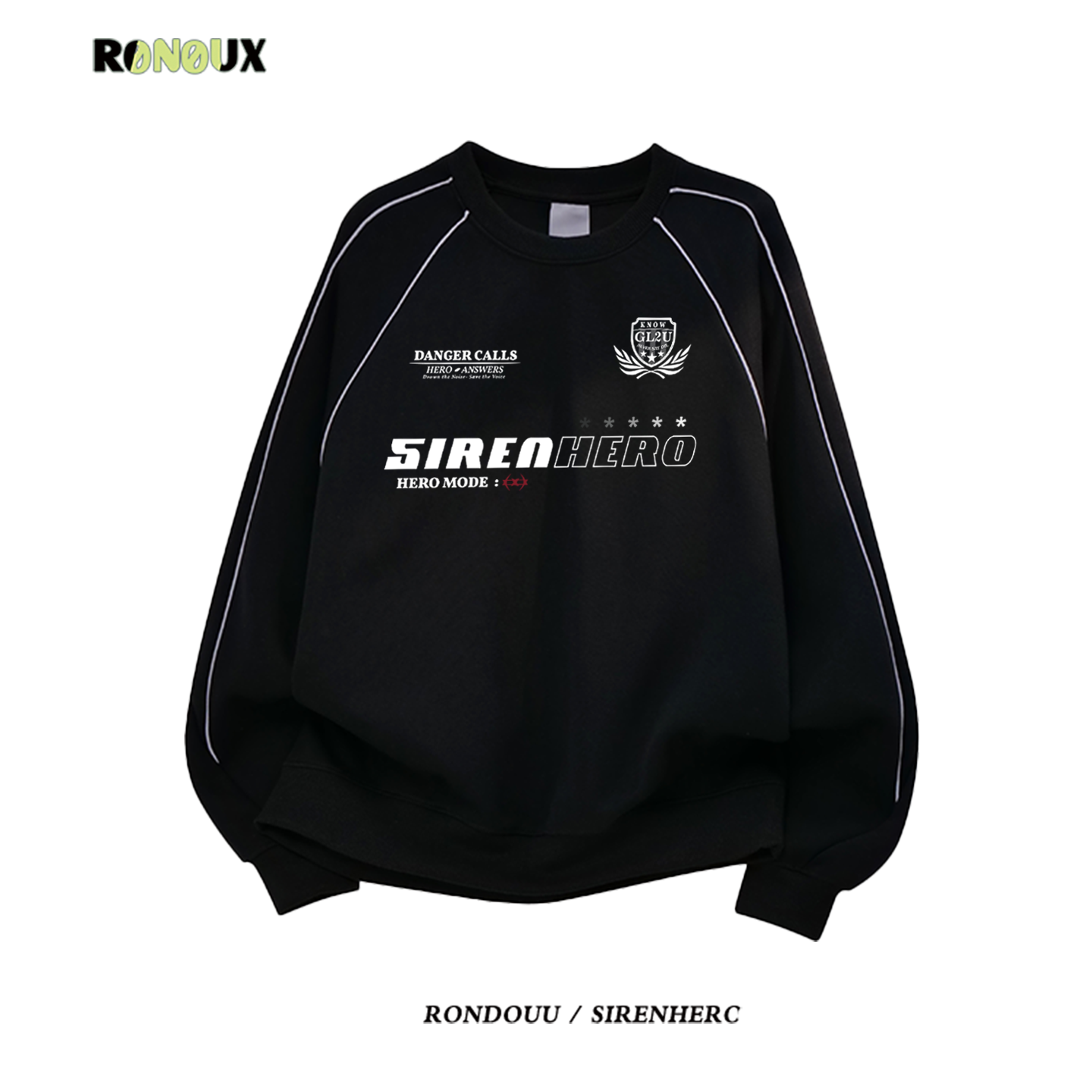 美式复古oversize潮牌重磅圆领卫衣男女加绒宽松慵懒风设计感上衣