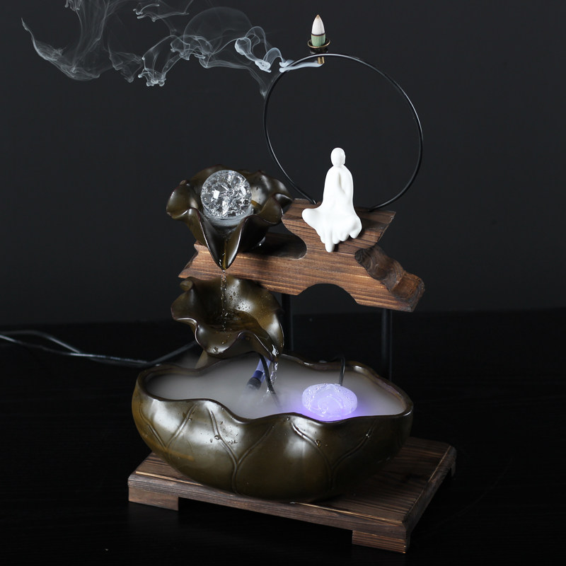 中式风喷泉复古流水摆件创意陶瓷