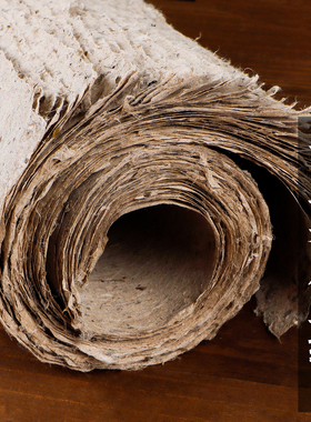 手工桑皮纸土纸麻纸卷书法专用毛边纸艾条纸书法半生半熟仿古法做旧国画山水作品创作艾灸纸构皮纸树皮宣纸