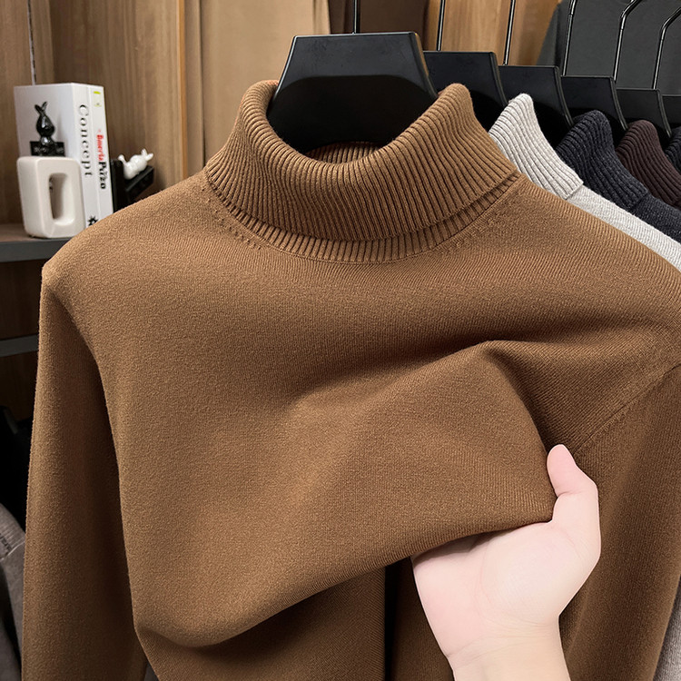 2025新款保暖羊毛衫可翻高领毛衣男加厚冬季不起球针织男装打底衫