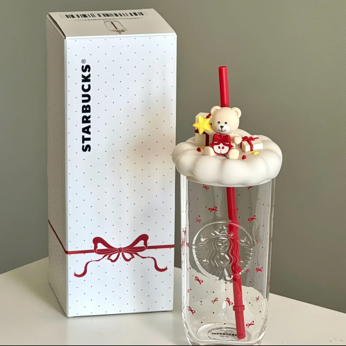 2025新款心动部落格玻璃水杯优雅甜美浪漫吸管杯圣诞节日礼物女生