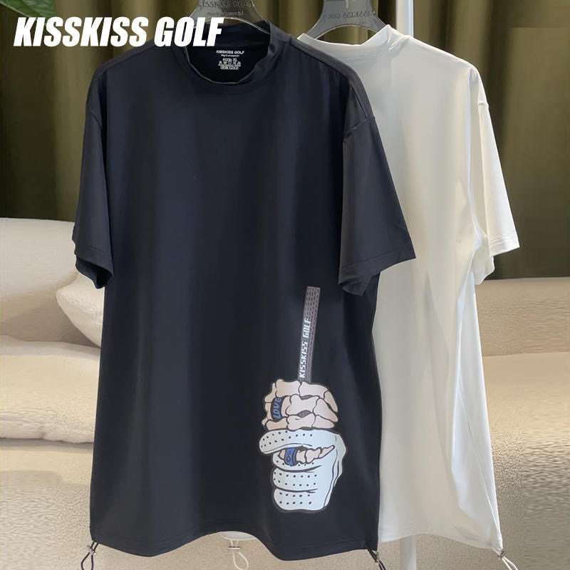 KISSKISSGOLF男士高尔夫握杆小高领T恤 仿夹克时尚百搭运动上衣