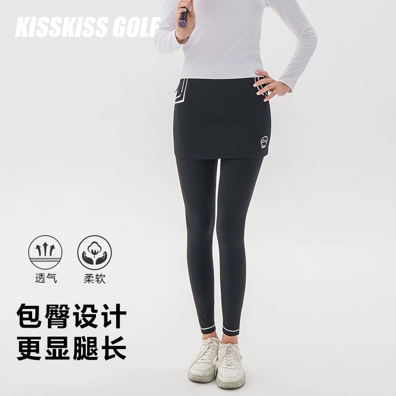 KISSKISSGOLF女士高尔夫运动裙裤休闲少女感透气弹力春秋瑜伽裙裤