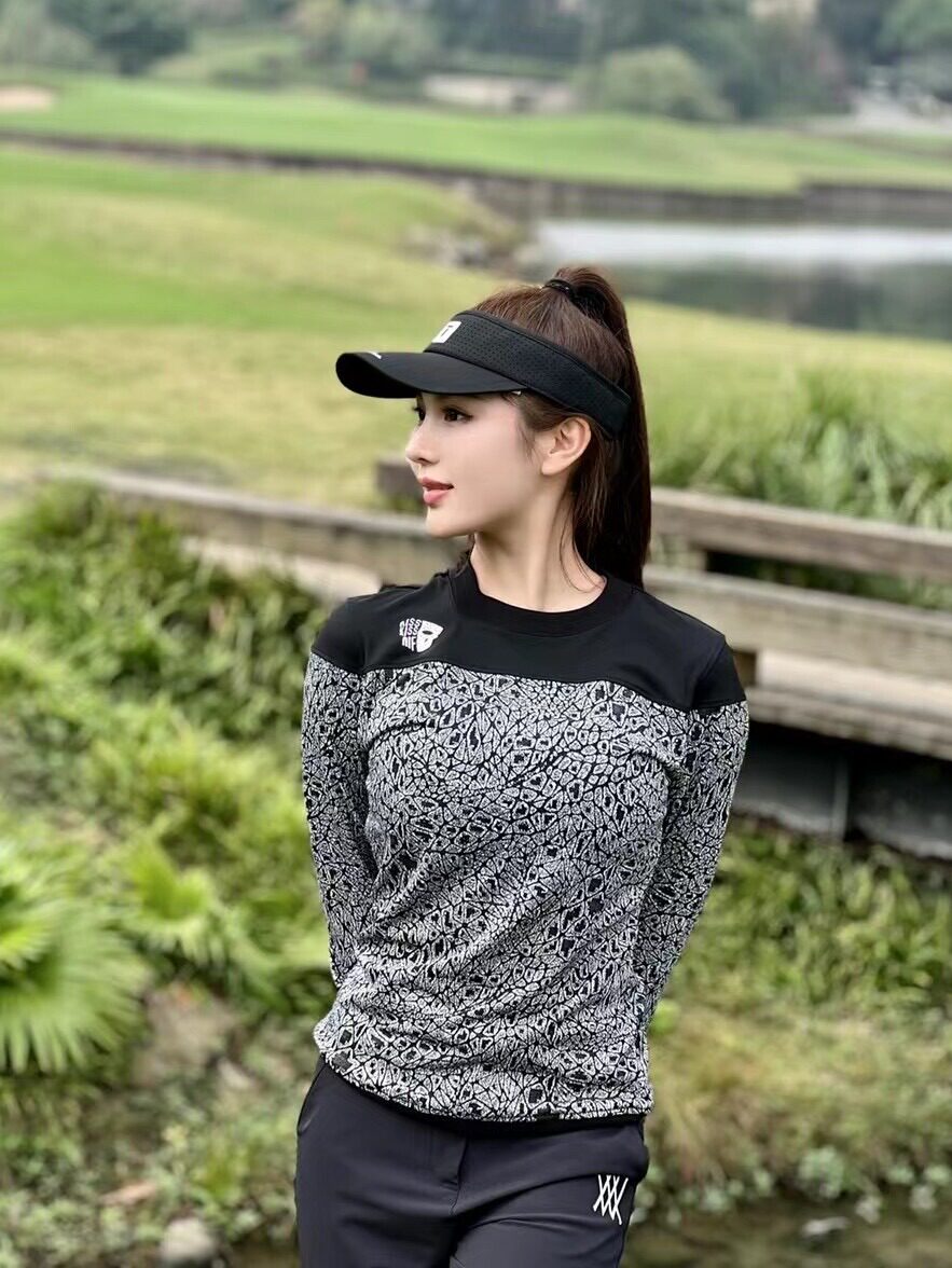KISSKISSGOLF女装提花套头衫春秋冬高尔夫运动休闲上衣长袖T恤