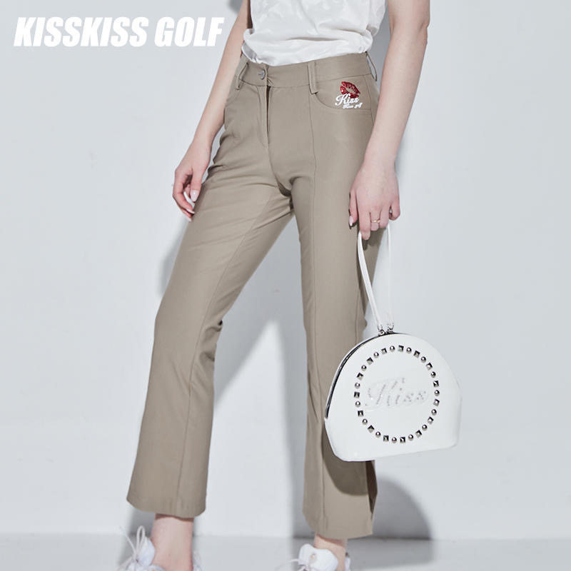 KISSKISSGOLF高尔夫女裤喇叭裤女士休闲裤高腰弹力修身九分裤