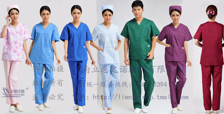 立恩之诺棉质手术衣服医生护士分体涤棉洗手衣短袖套装特价工作服